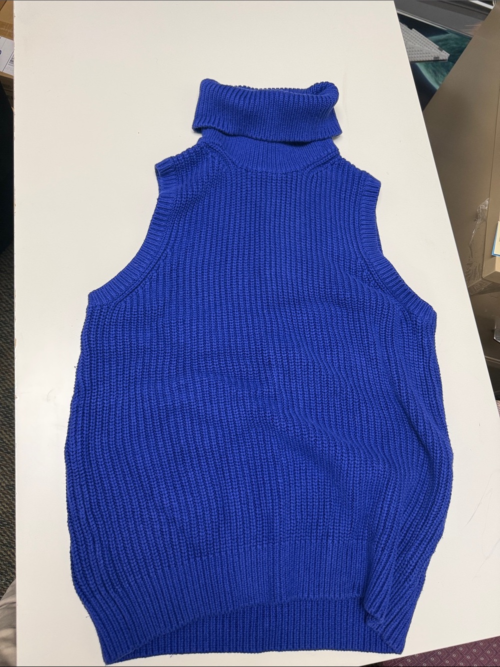 MICHAEL Michael Kors Sleeveless Turtleneck Sweater in Cobalt
